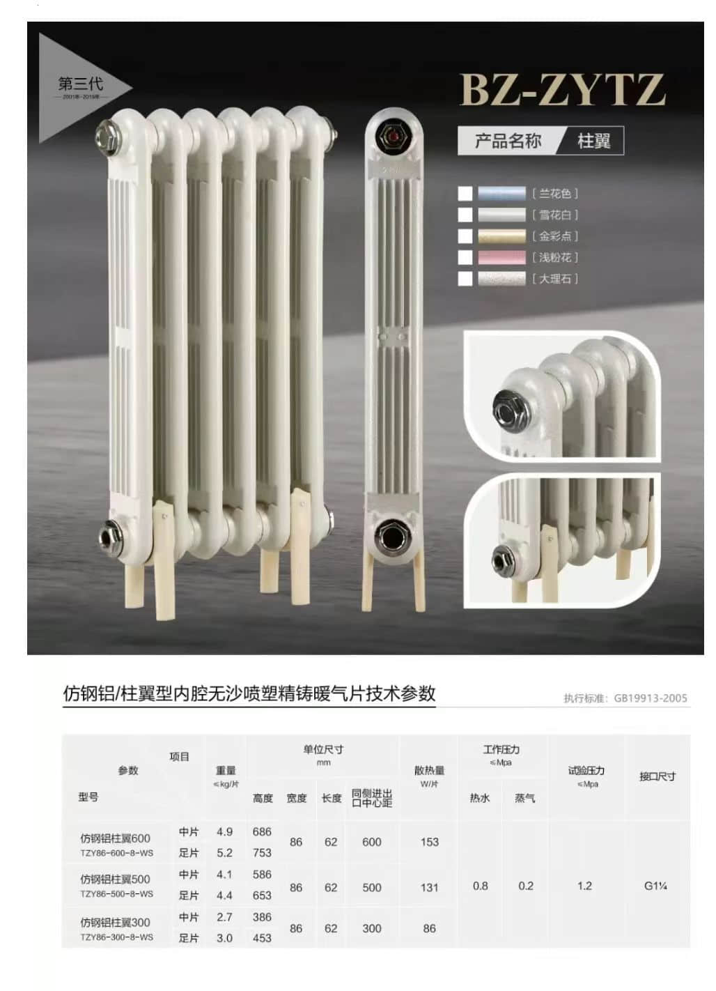Imitation steel aluminum column airfoil inner cavity sand free spray molding precision casting radiator